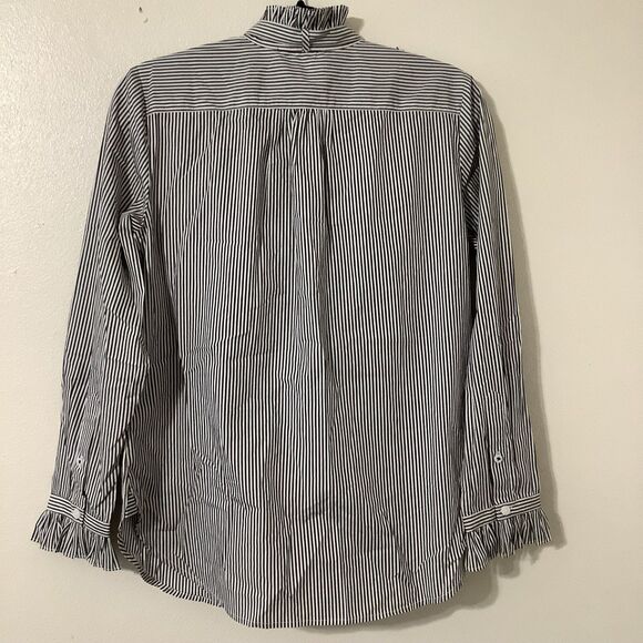 J.Crew Maximalist Striped Ruffle Cotton Twee Work Preppy Button Down Bow Shirt 6 - Picture 2 of 12